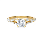 1 ctw Cushion-Cut Lab Grown Diamond Side Stone Engagement Ring
