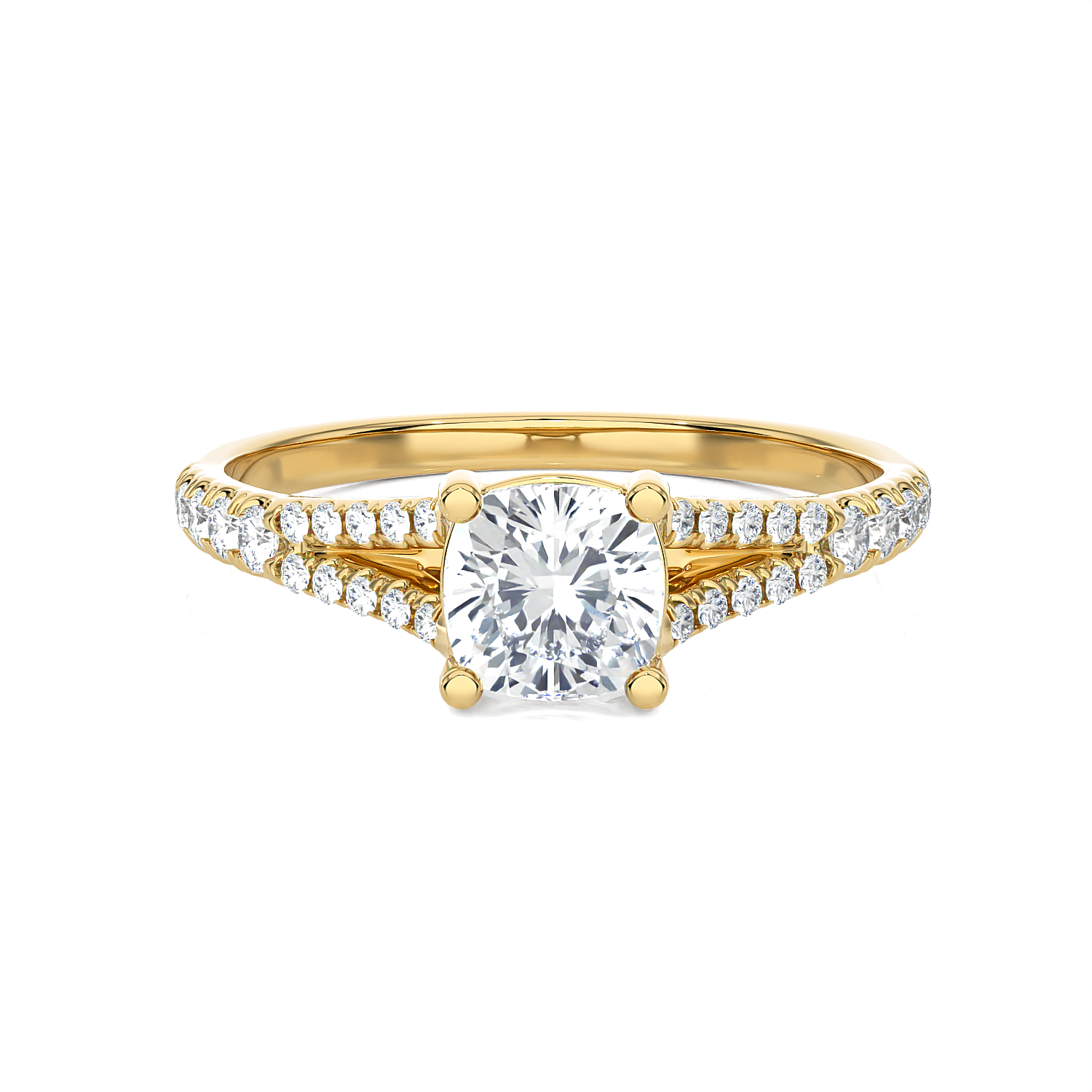 1 ctw Cushion-Cut Lab Grown Diamond Side Stone Engagement Ring