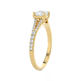 1 ctw Cushion-Cut Lab Grown Diamond Side Stone Engagement Ring
