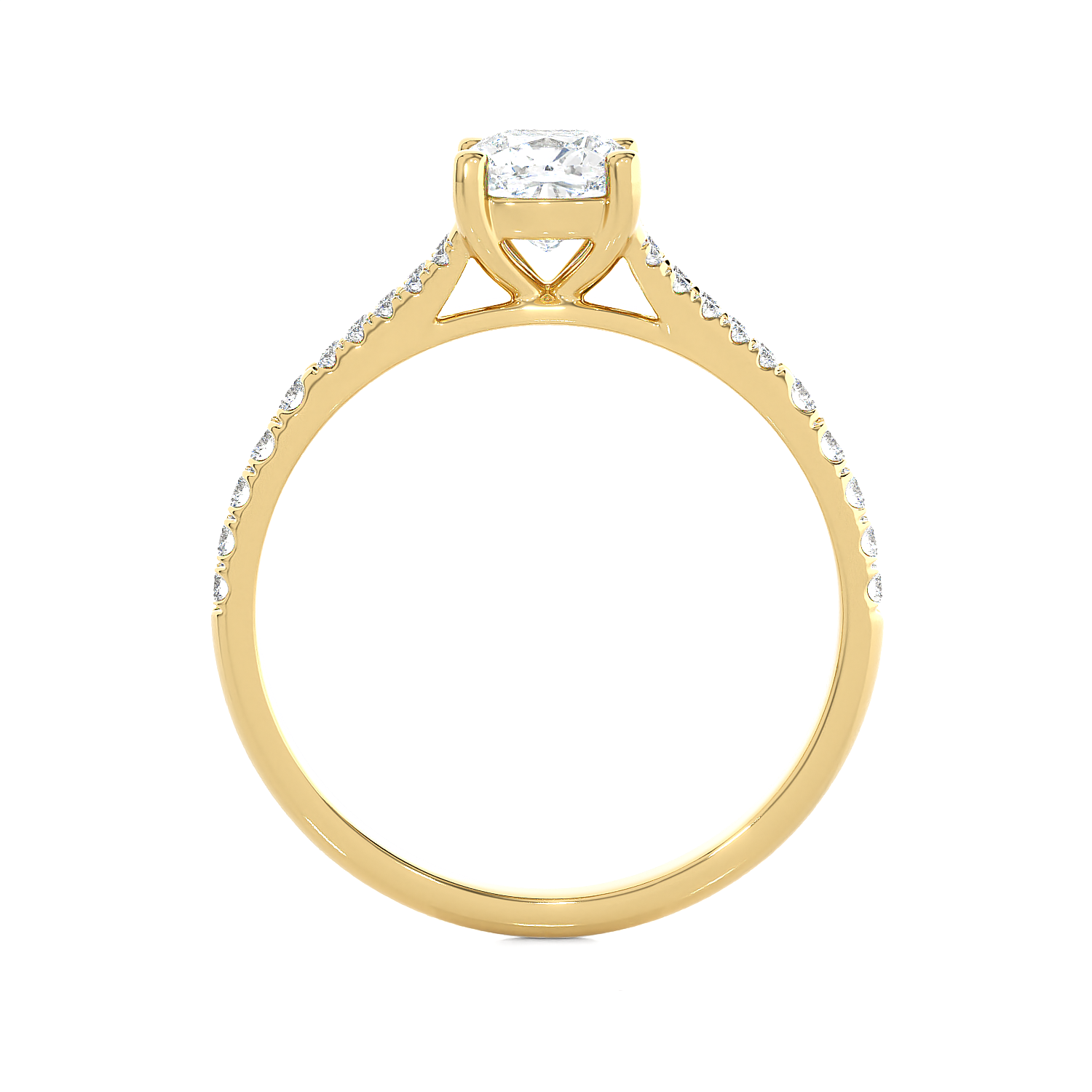 1 ctw Cushion-Cut Lab Grown Diamond Side Stone Engagement Ring