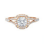 1 1/5 ctw Cushion-Cut Lab Grown Diamond Halo Engagement Ring