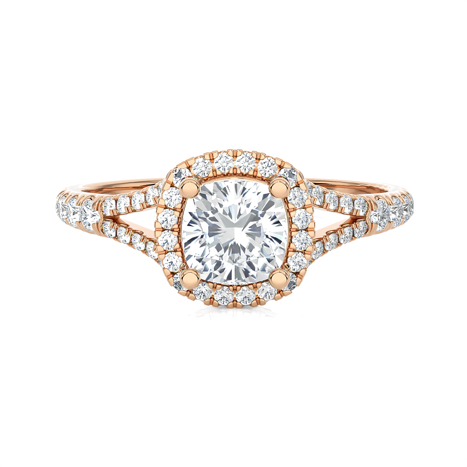 1 1/5 ctw Cushion-Cut Lab Grown Diamond Halo Engagement Ring