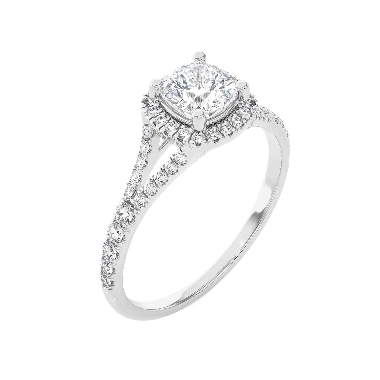 1 1/5 ctw Cushion-Cut Lab Grown Diamond Halo Engagement Ring