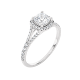 1 1/5 ctw Cushion-Cut Lab Grown Diamond Halo Engagement Ring