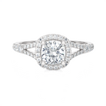 1 1/5 ctw Cushion-Cut Lab Grown Diamond Halo Engagement Ring