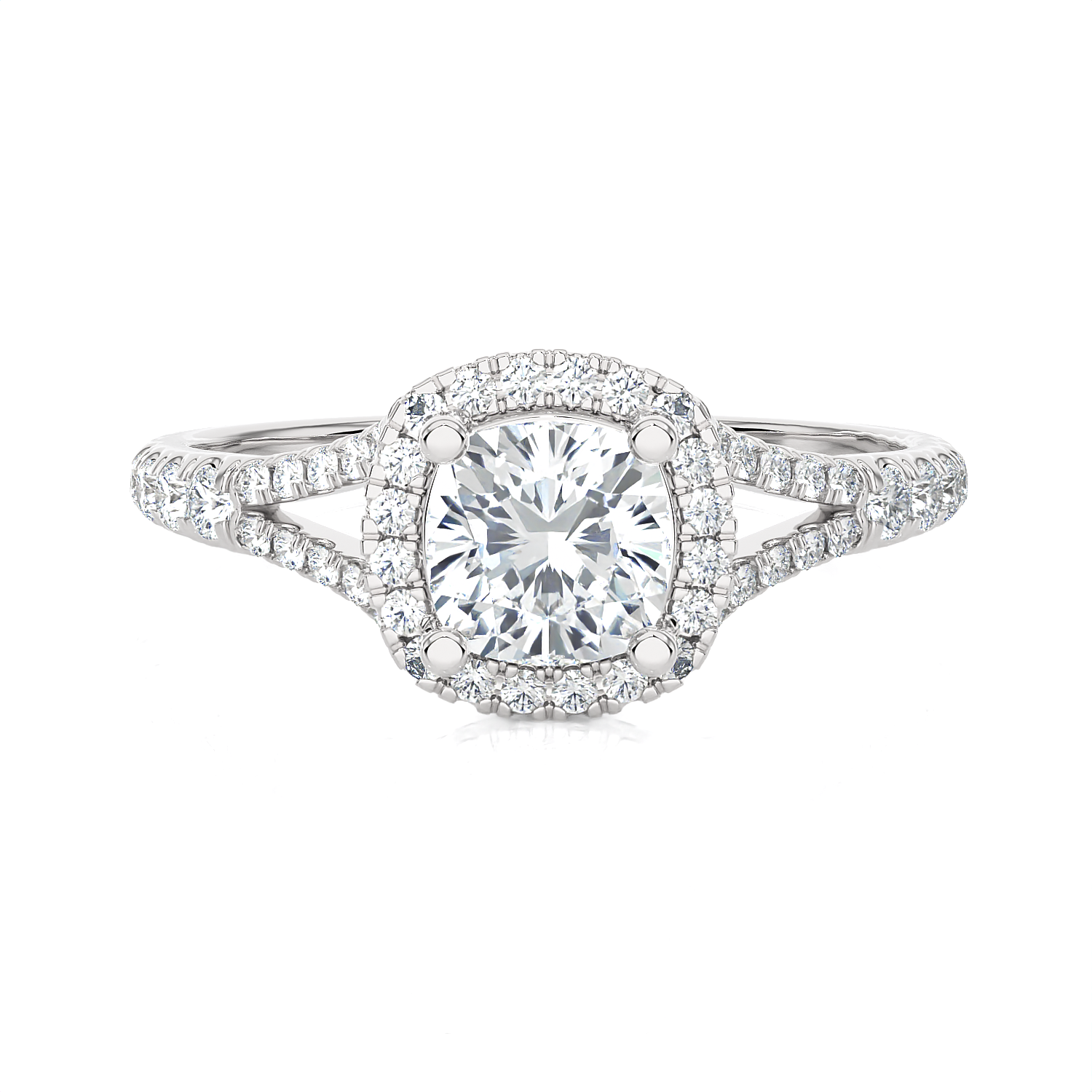 1 1/5 ctw Cushion-Cut Lab Grown Diamond Halo Engagement Ring