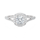 1 1/5 ctw Cushion-Cut Lab Grown Diamond Halo Engagement Ring