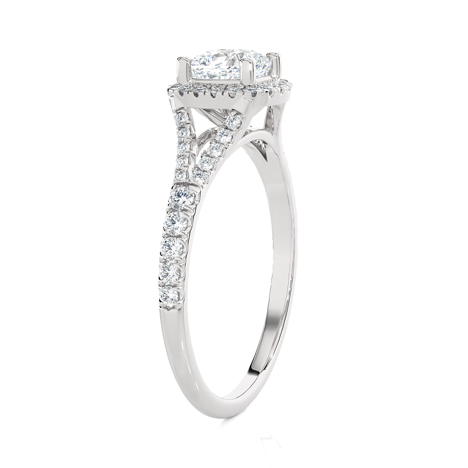 1 1/5 ctw Cushion-Cut Lab Grown Diamond Halo Engagement Ring