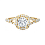 1 1/5 ctw Cushion-Cut Lab Grown Diamond Halo Engagement Ring