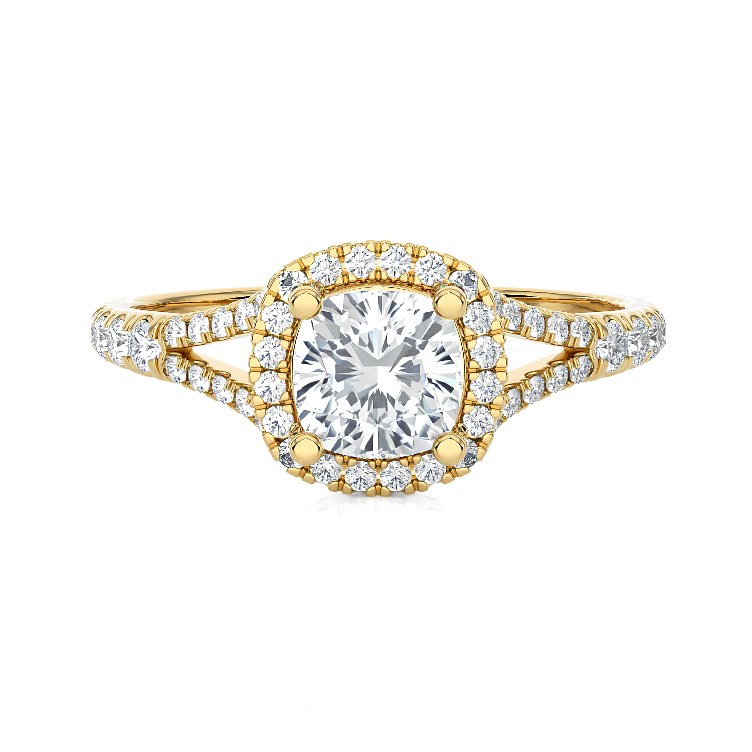 1 1/5 ctw Cushion-Cut Lab Grown Diamond Halo Engagement Ring