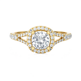 1 1/5 ctw Cushion-Cut Lab Grown Diamond Halo Engagement Ring