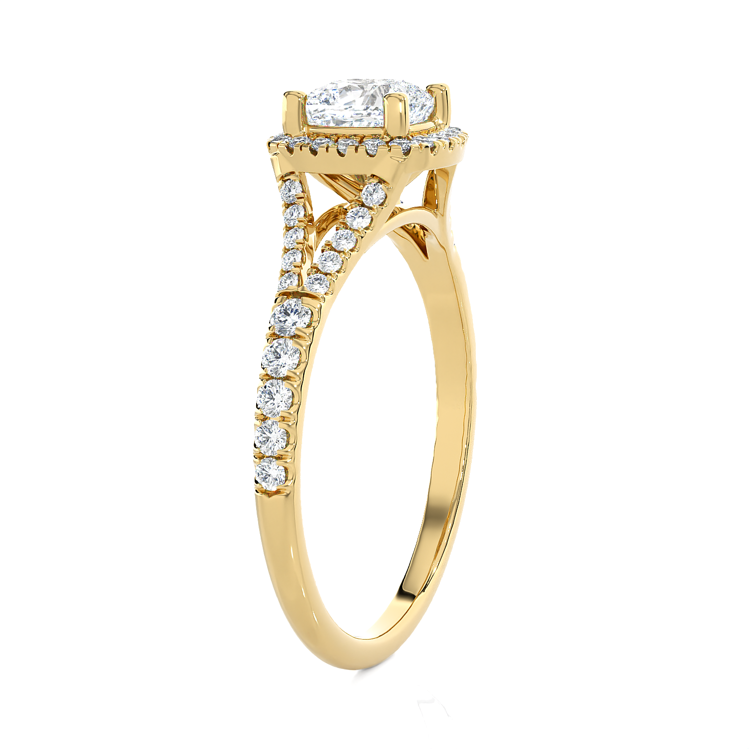 1 1/5 ctw Cushion-Cut Lab Grown Diamond Halo Engagement Ring