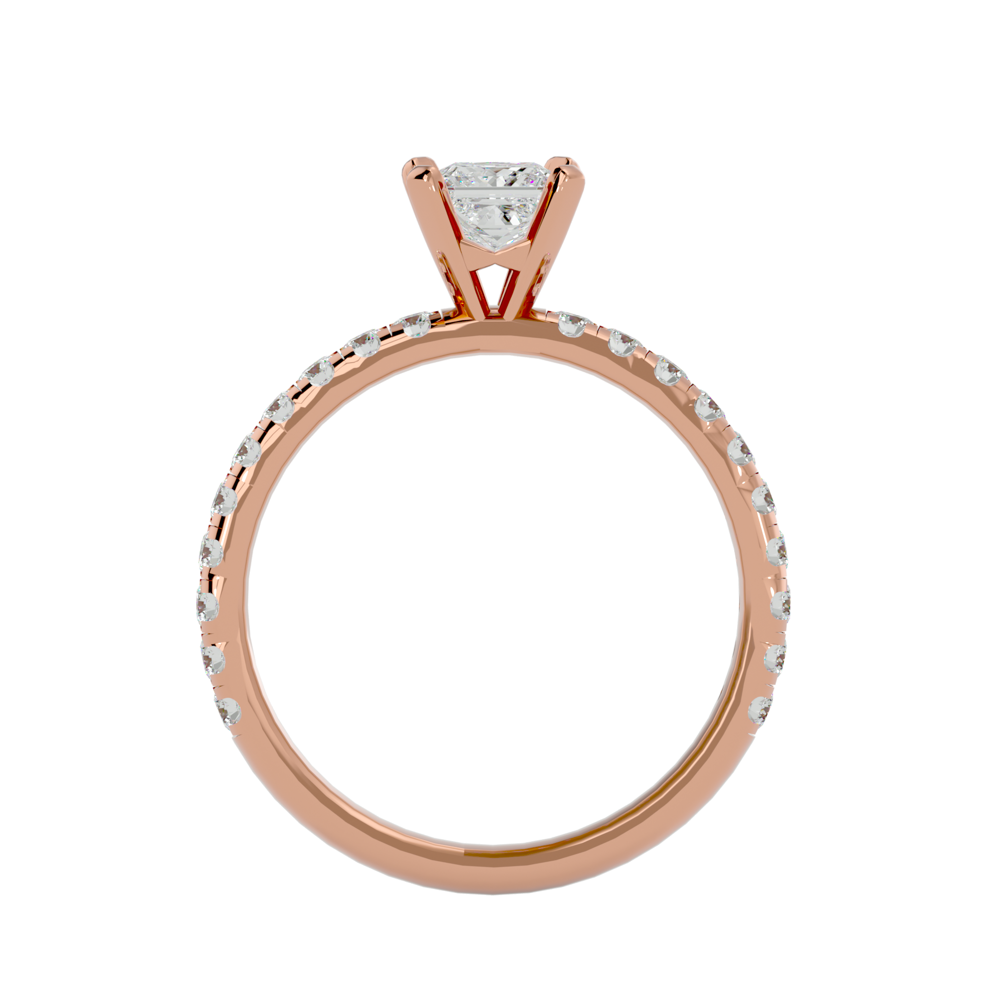 1 ctw Princess-Cut Lab Grown Diamond Side Stone Engagement Ring