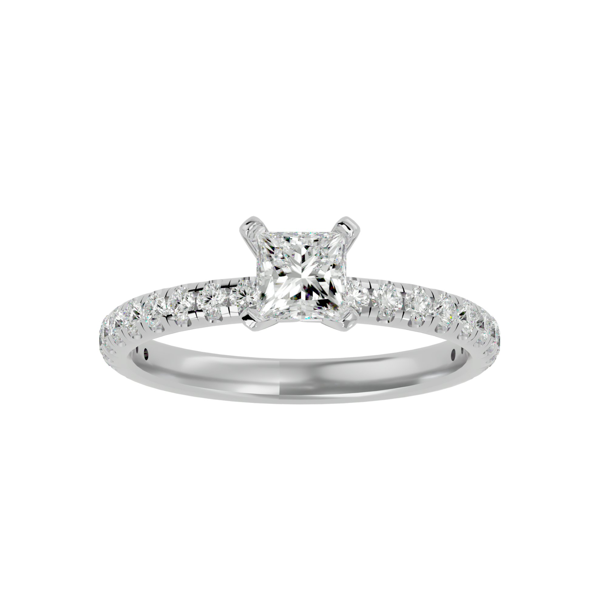 1 ctw Princess-Cut Lab Grown Diamond Side Stone Engagement Ring