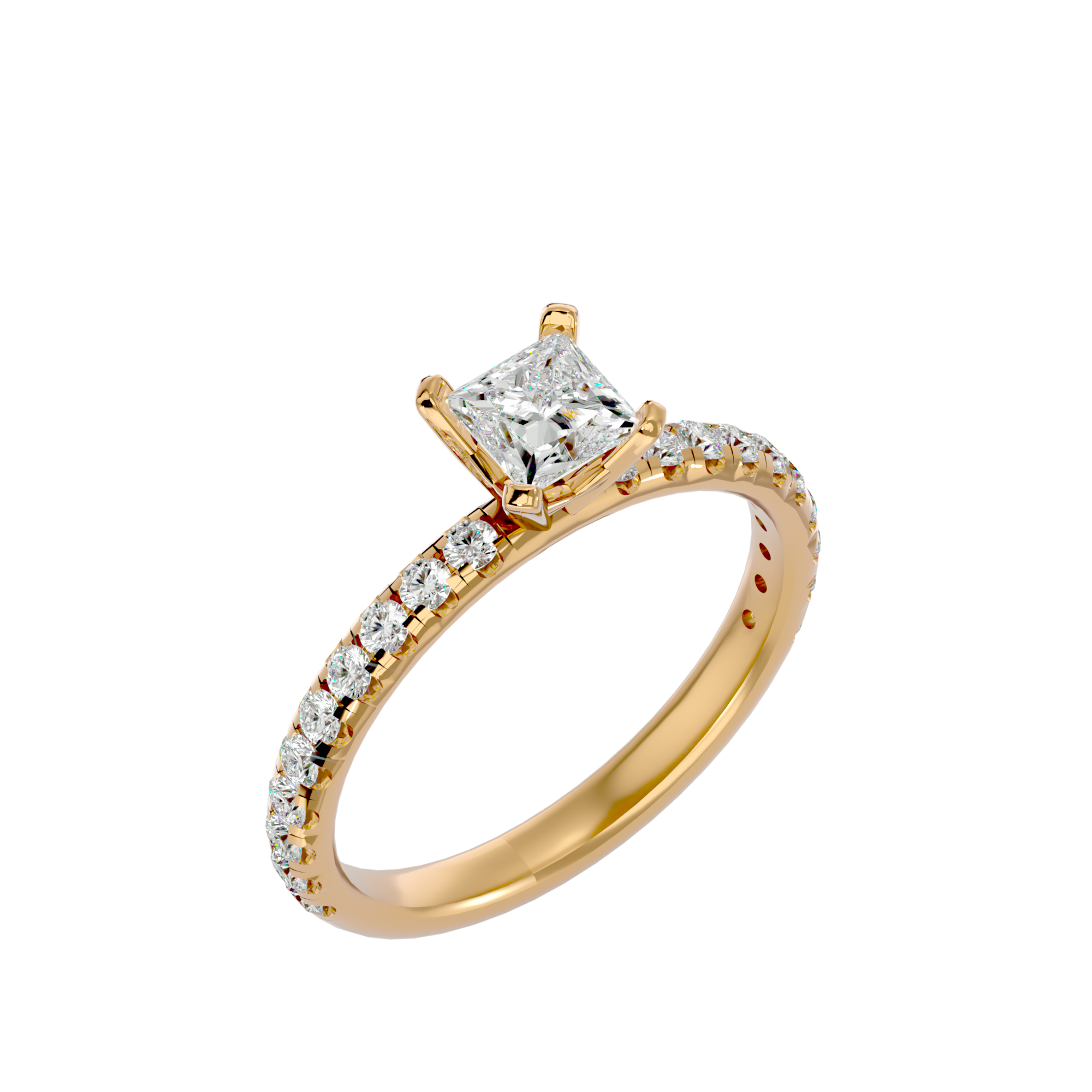 1 ctw Princess-Cut Lab Grown Diamond Side Stone Engagement Ring