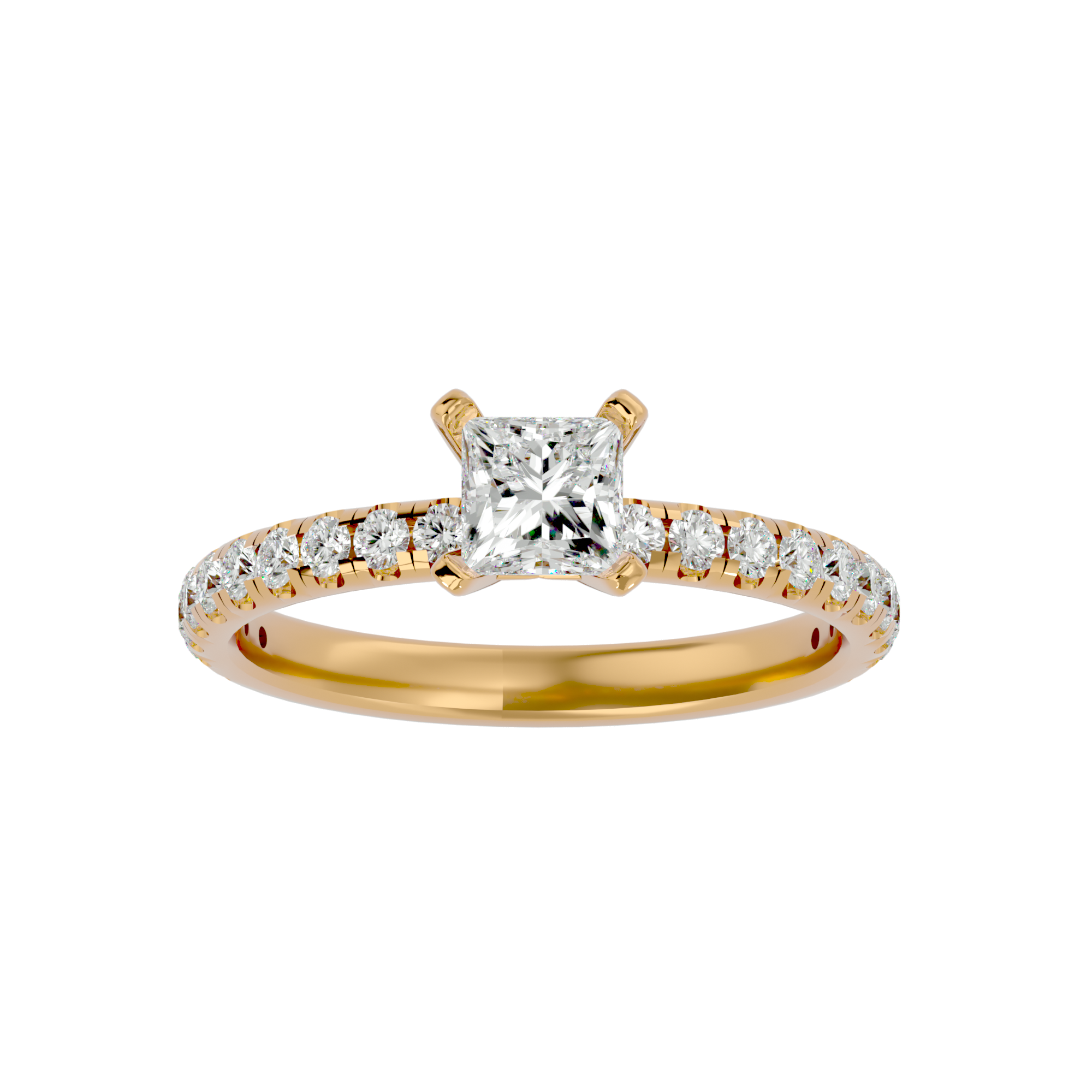 1 ctw Princess-Cut Lab Grown Diamond Side Stone Engagement Ring