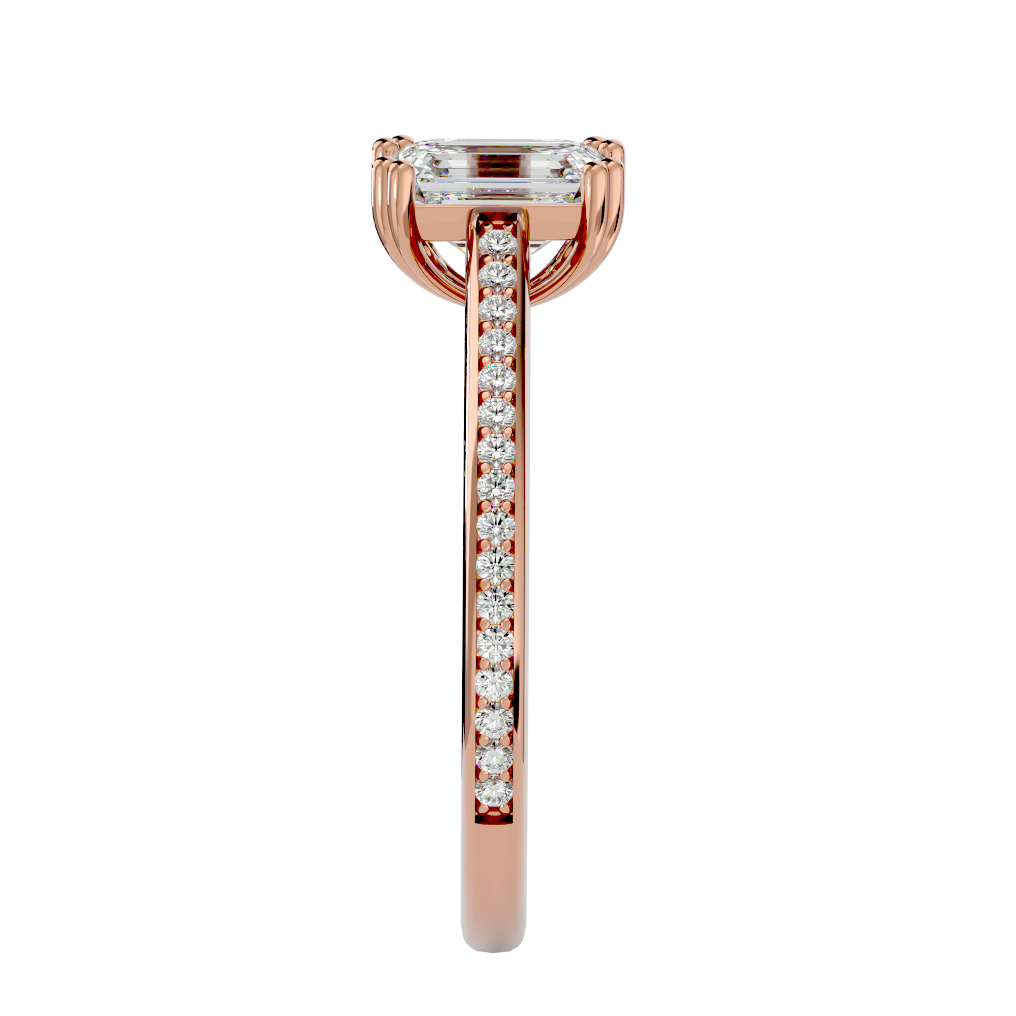 1 1/2 ctw Emerald-Cut Lab Grown Diamond Side Stone Engagement Ring