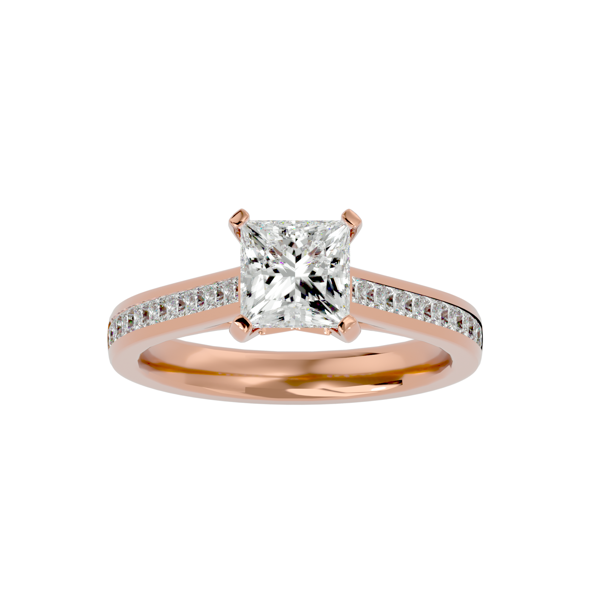 1 5/8 ctw Princess-Cut Lab Grown Diamond Side Stone Engagement Ring