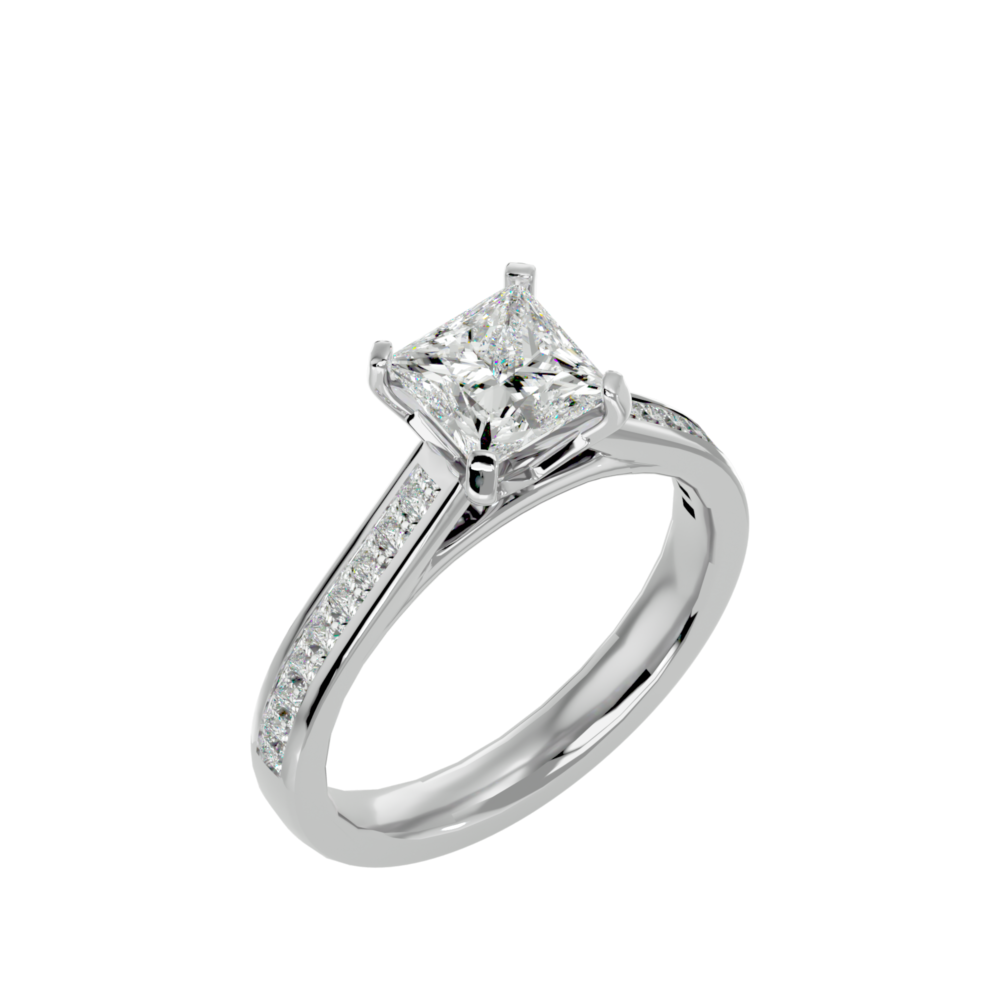 1 5/8 ctw Princess-Cut Lab Grown Diamond Side Stone Engagement Ring