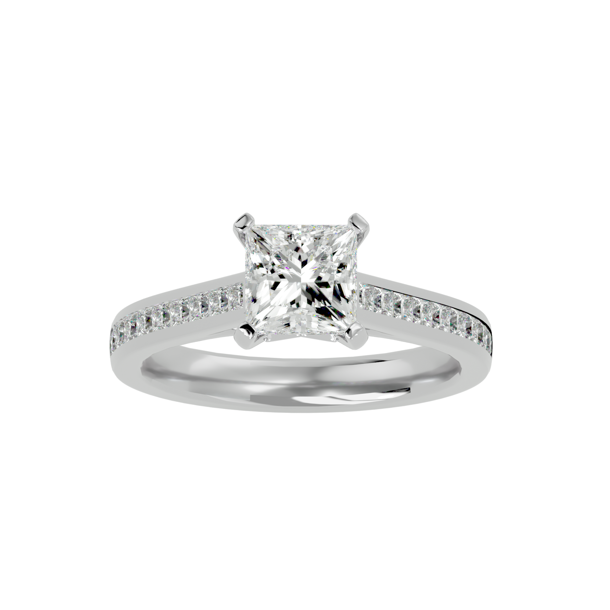 1 5/8 ctw Princess-Cut Lab Grown Diamond Side Stone Engagement Ring