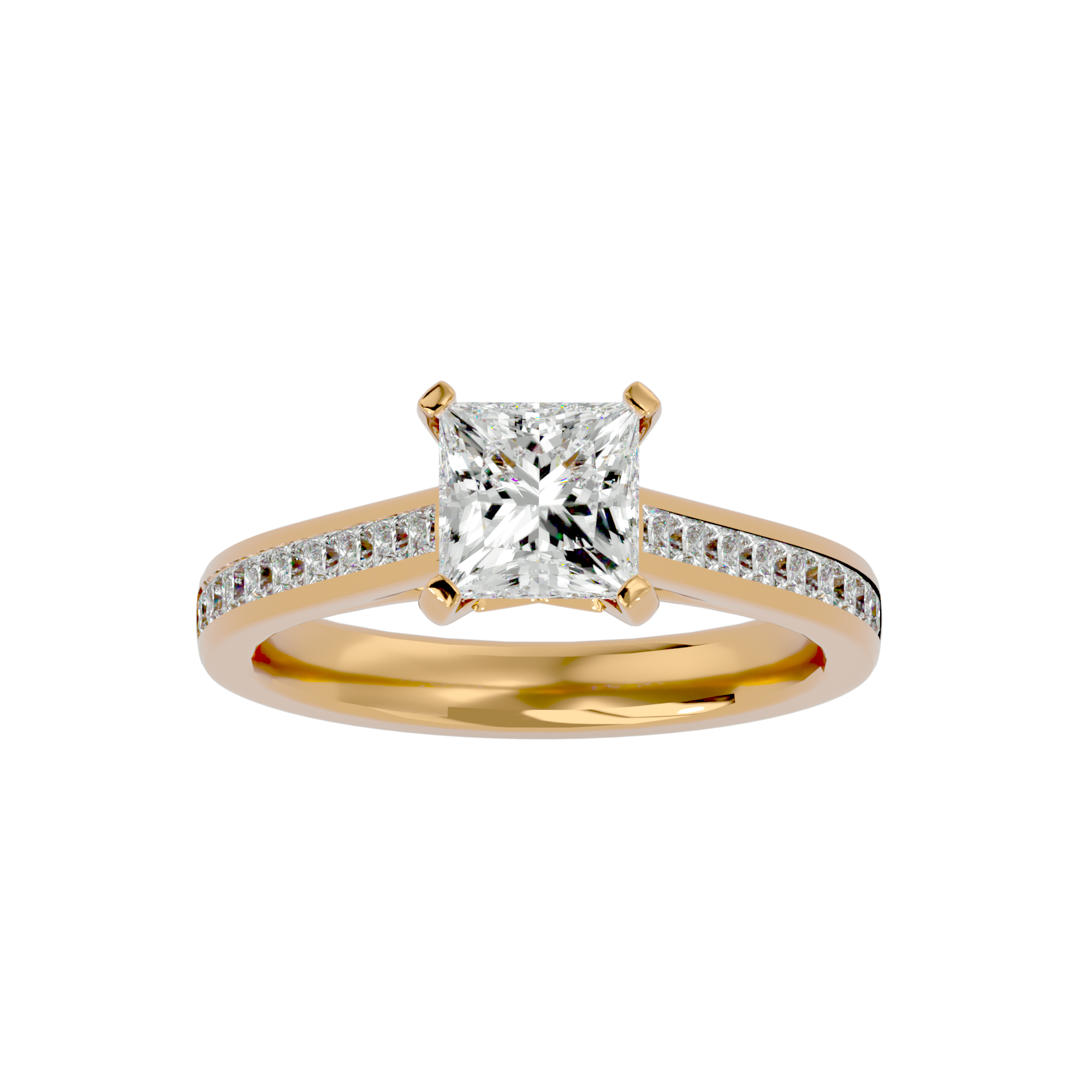 1 5/8 ctw Princess-Cut Lab Grown Diamond Side Stone Engagement Ring