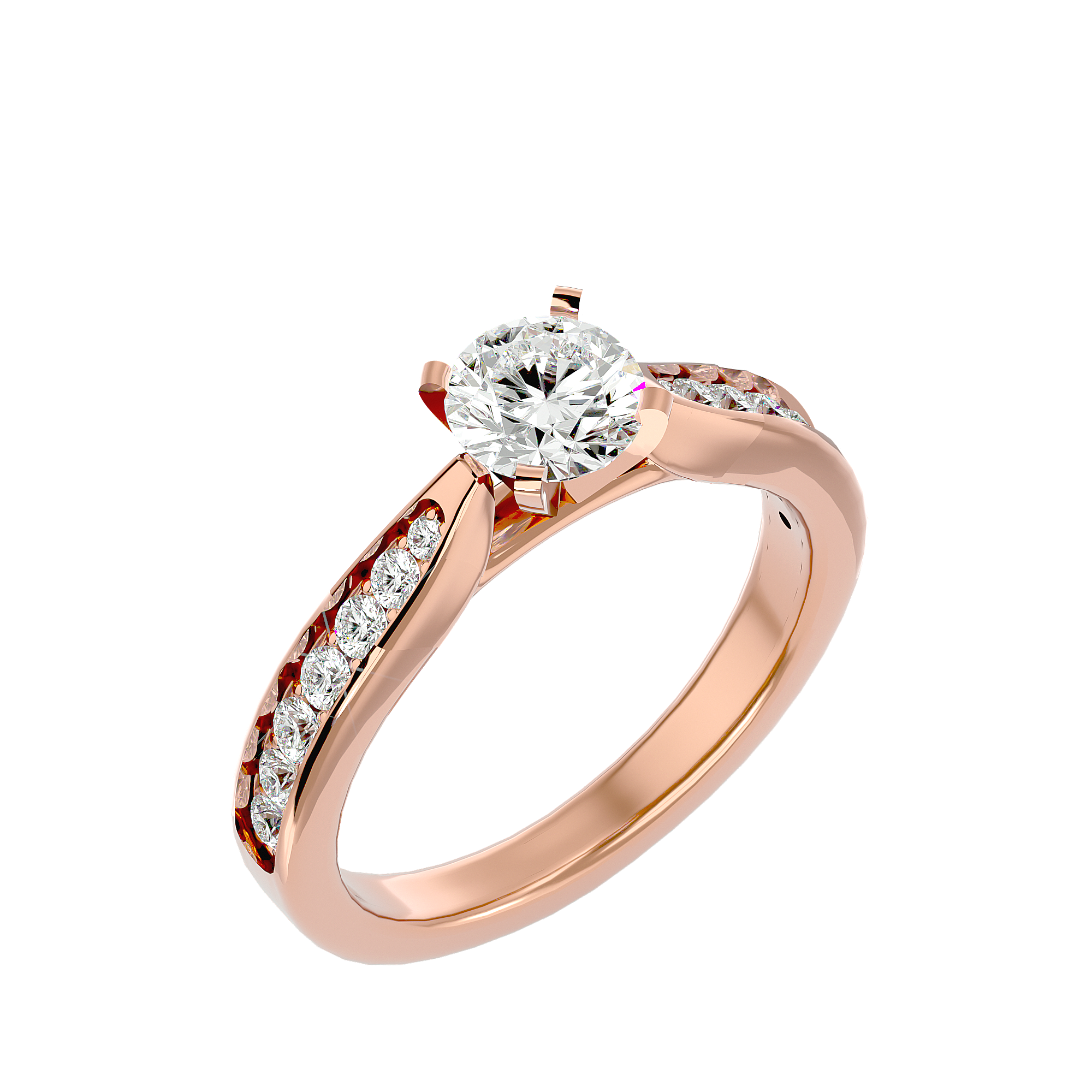 1 3/8 ctw Round Lab Grown Diamond Side Stone Engagement Ring