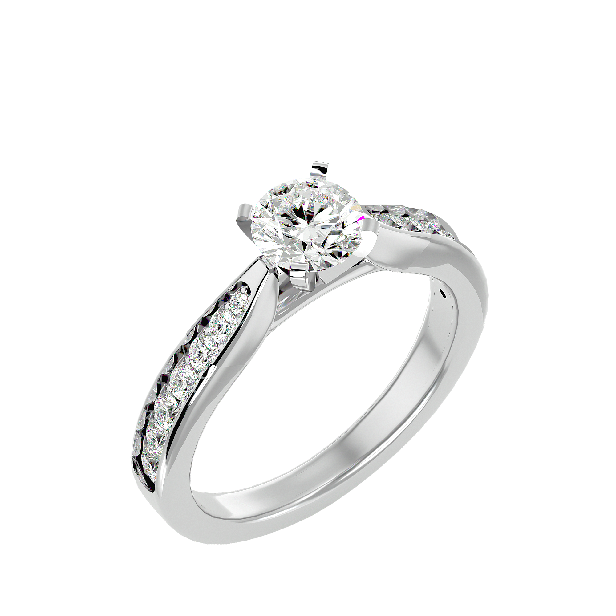 1 3/8 ctw Round Lab Grown Diamond Side Stone Engagement Ring