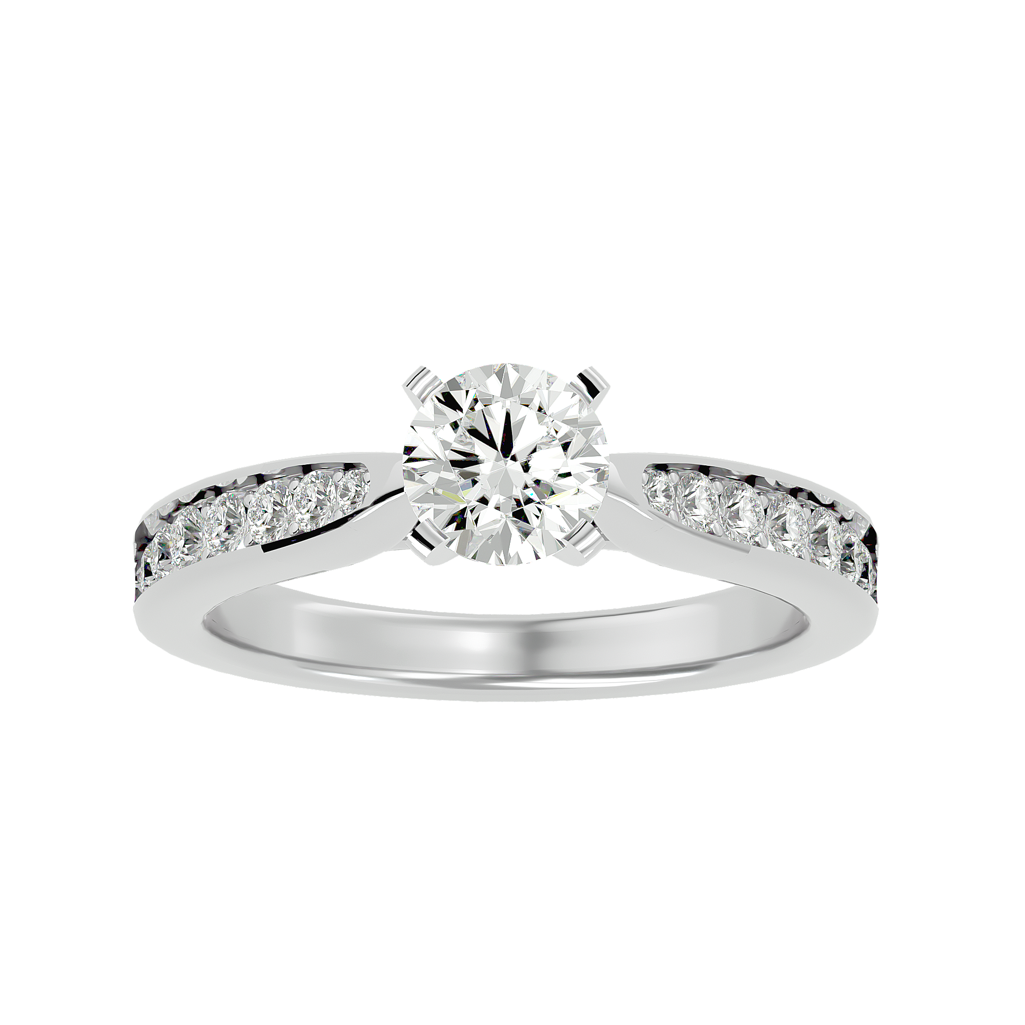 1 3/8 ctw Round Lab Grown Diamond Side Stone Engagement Ring