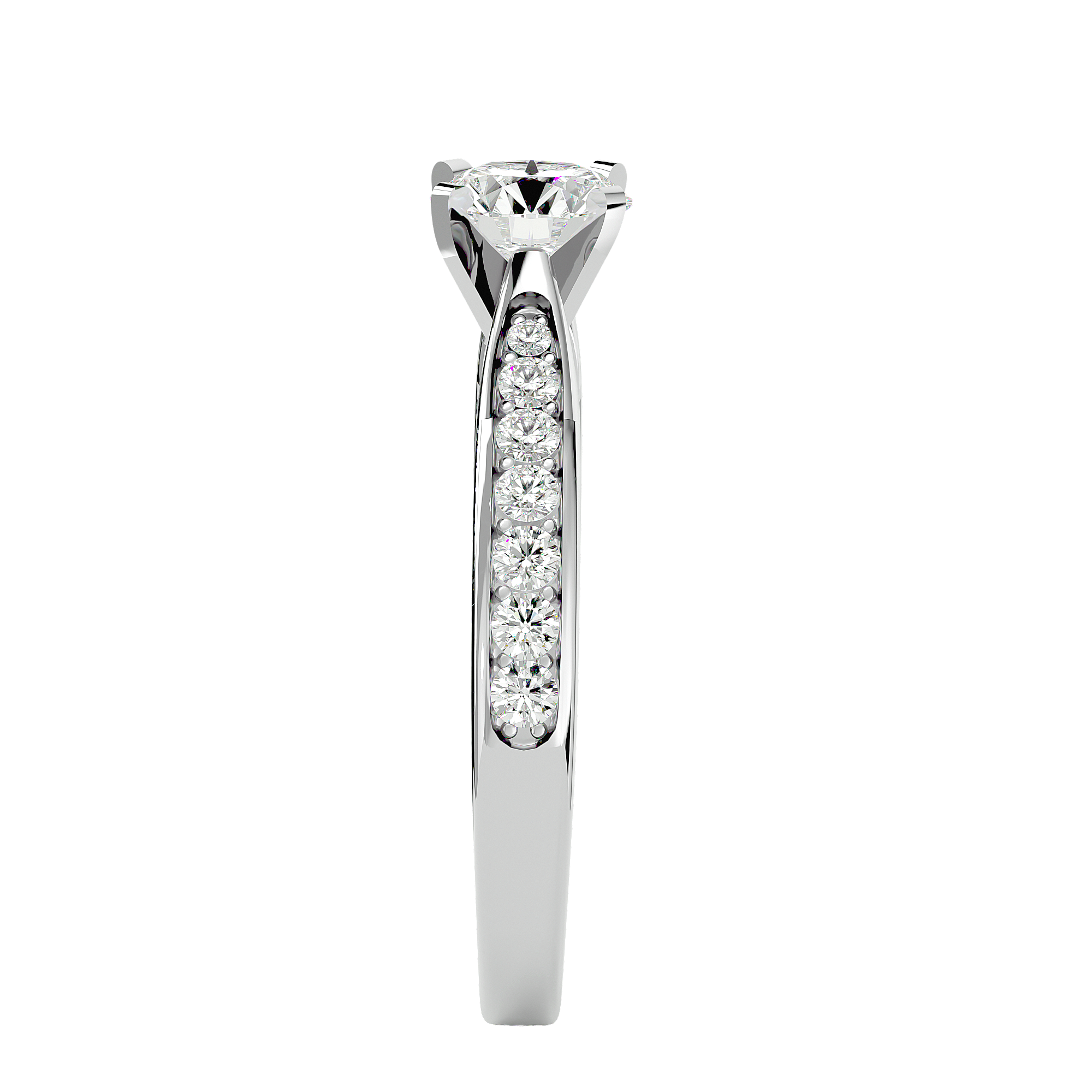 1 3/8 ctw Round Lab Grown Diamond Side Stone Engagement Ring