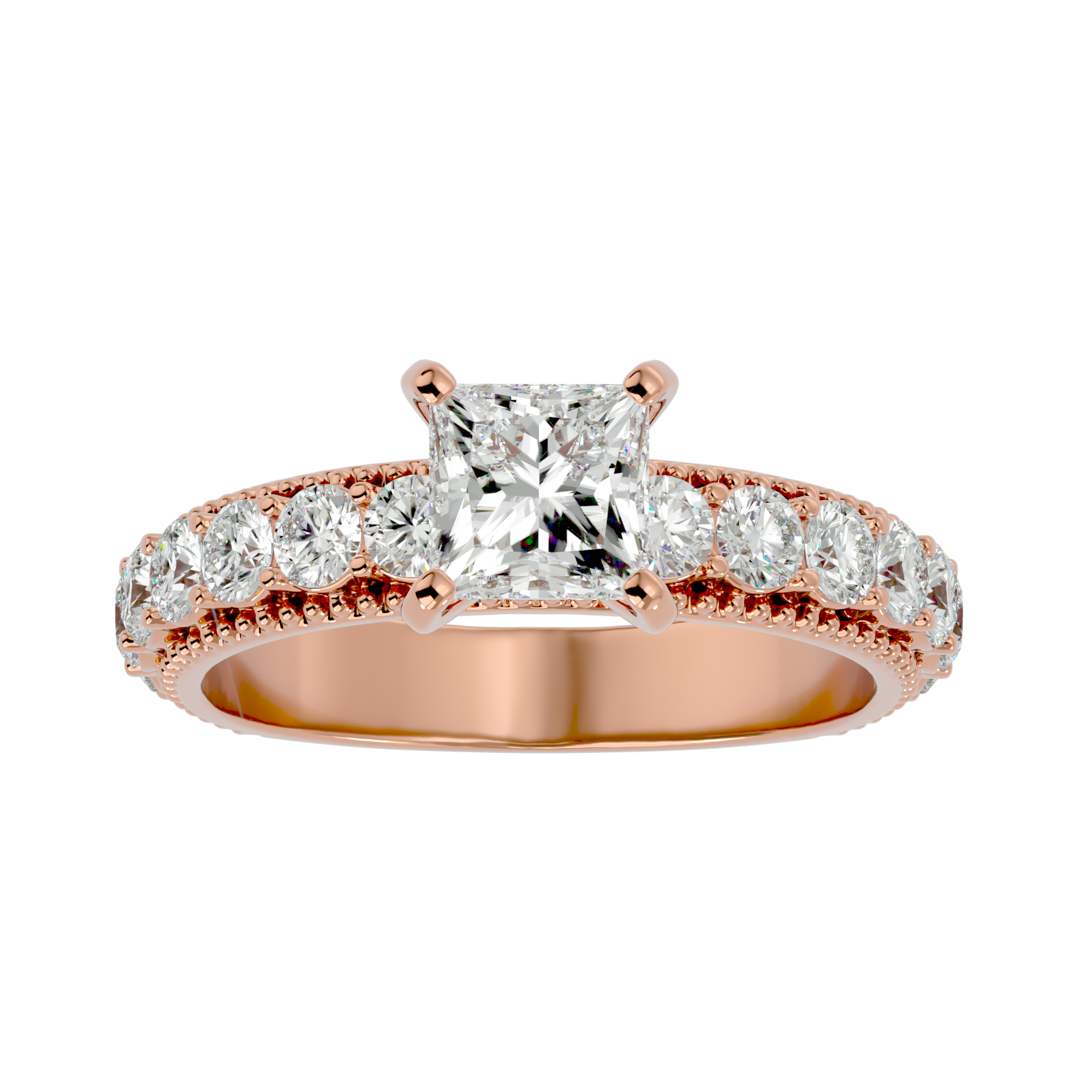 2 1/3 ctw Princess-Cut Lab Grown Diamond Side Stone Engagement Ring