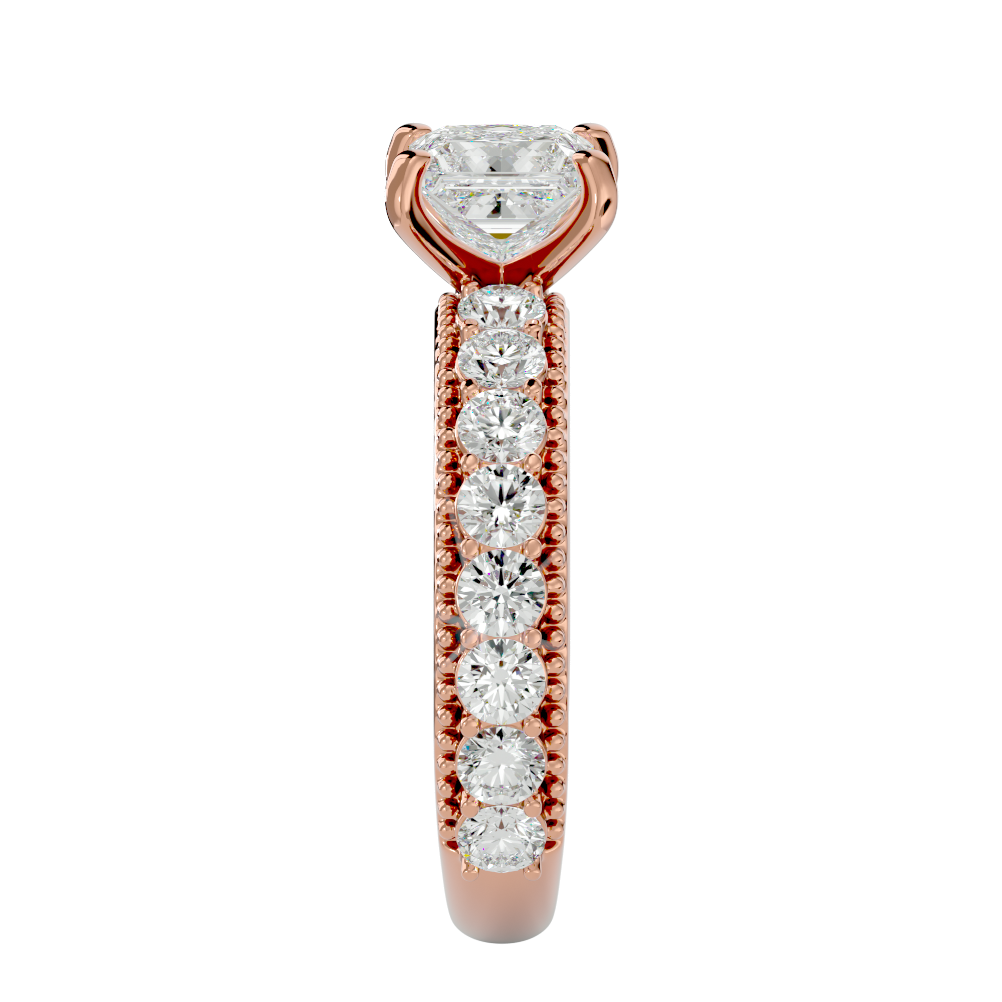 2 1/3 ctw Princess-Cut Lab Grown Diamond Side Stone Engagement Ring