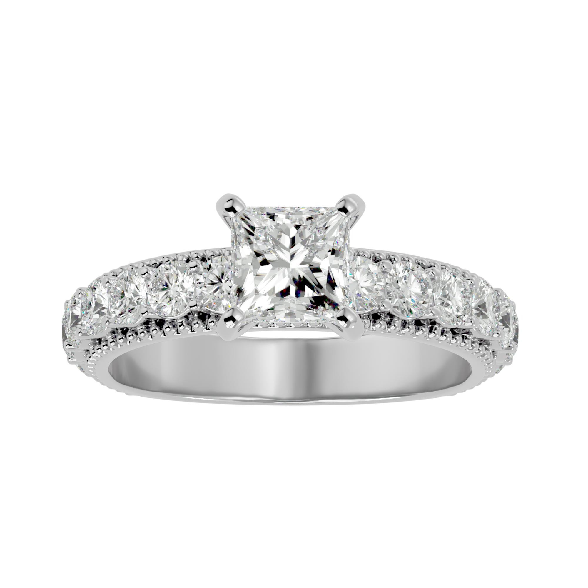 2 1/3 ctw Princess-Cut Lab Grown Diamond Side Stone Engagement Ring