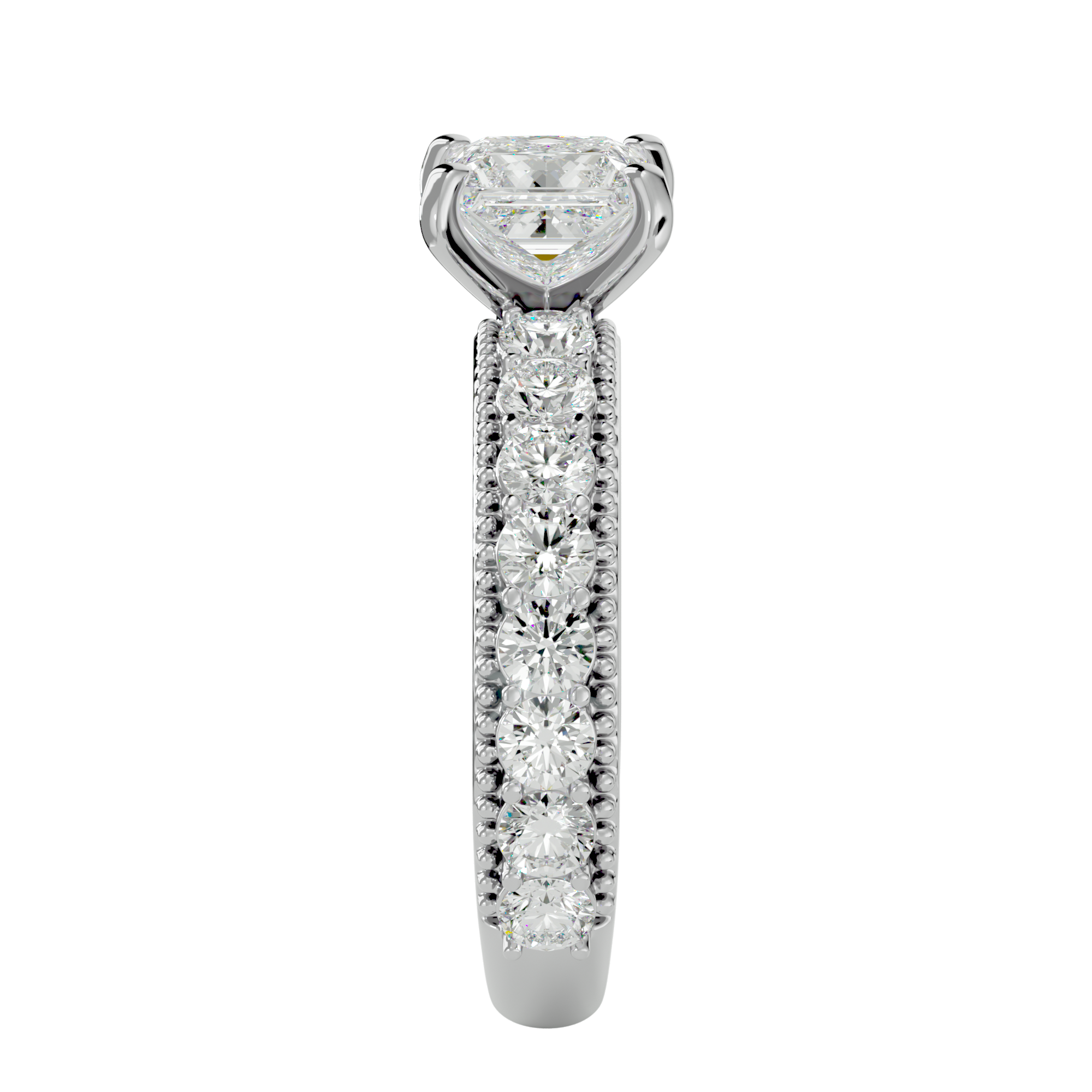 2 1/3 ctw Princess-Cut Lab Grown Diamond Side Stone Engagement Ring