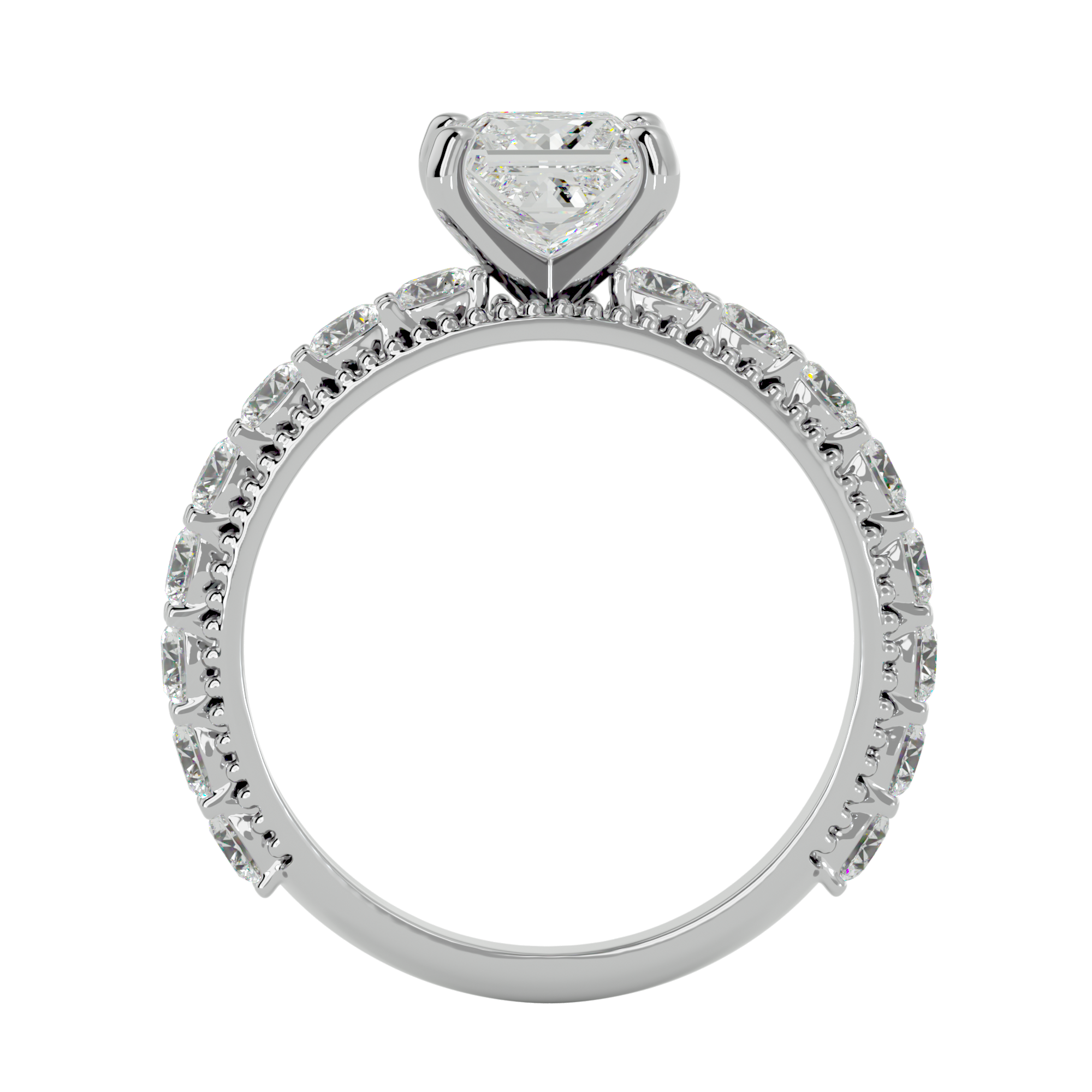 2 1/3 ctw Princess-Cut Lab Grown Diamond Side Stone Engagement Ring