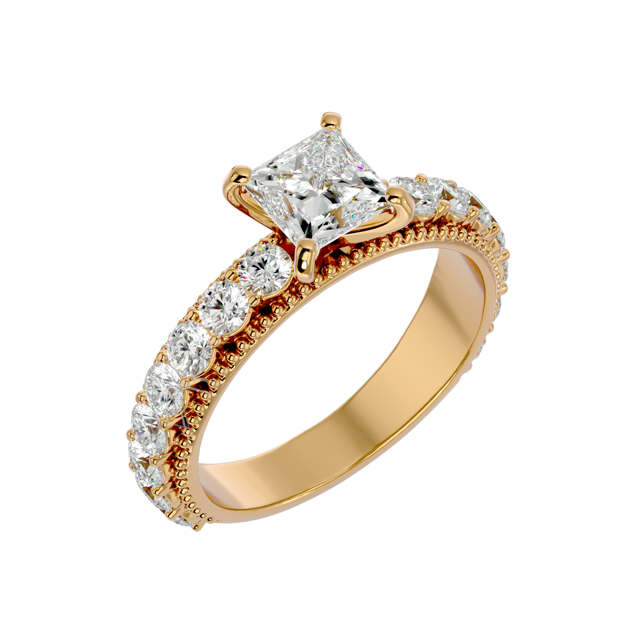 2 1/3 ctw Princess-Cut Lab Grown Diamond Side Stone Engagement Ring