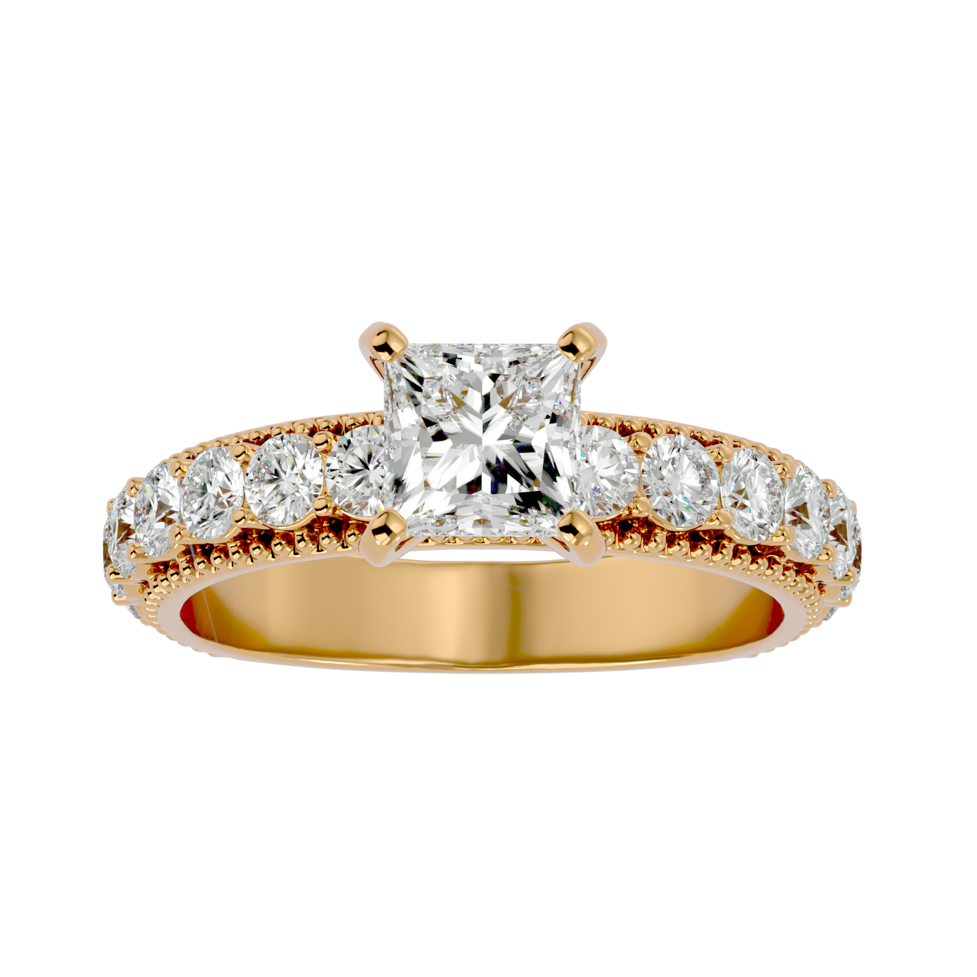 2 1/3 ctw Princess-Cut Lab Grown Diamond Side Stone Engagement Ring