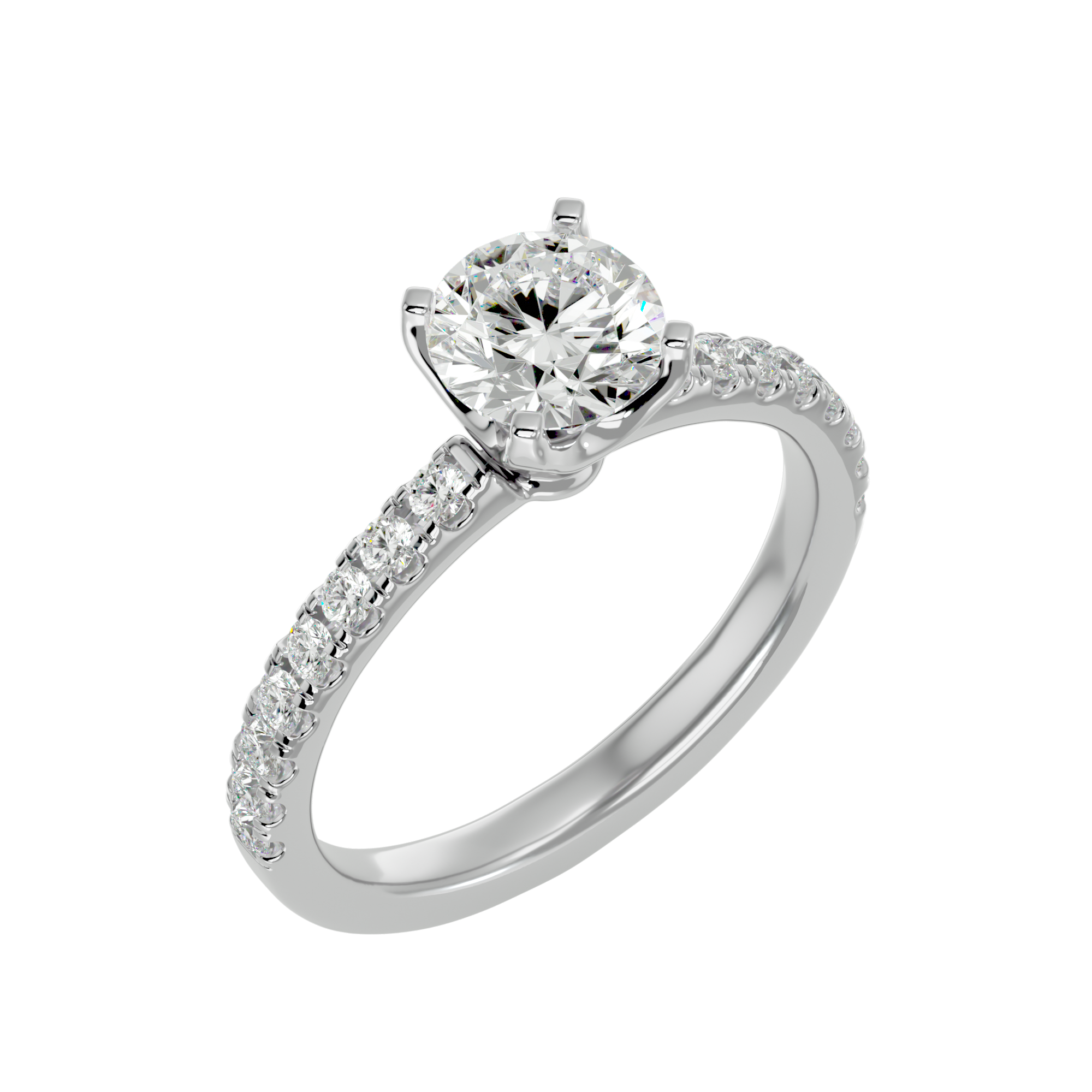1 1/2 ctw Round Lab Grown Diamond Side Stone Engagement Ring