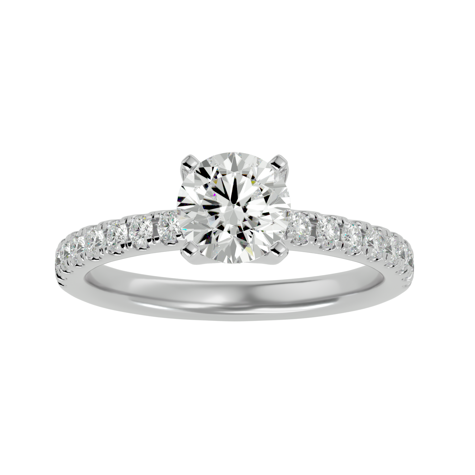 1 1/2 ctw Round Lab Grown Diamond Side Stone Engagement Ring