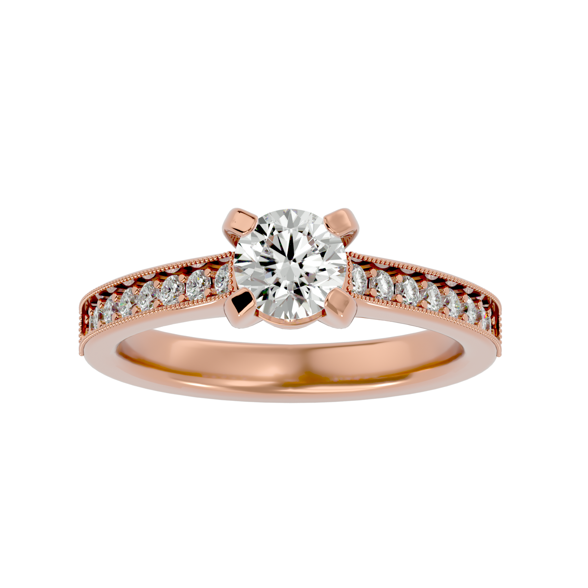 1 1/5 ctw Round Lab Grown Diamond Side Stone Engagement Ring