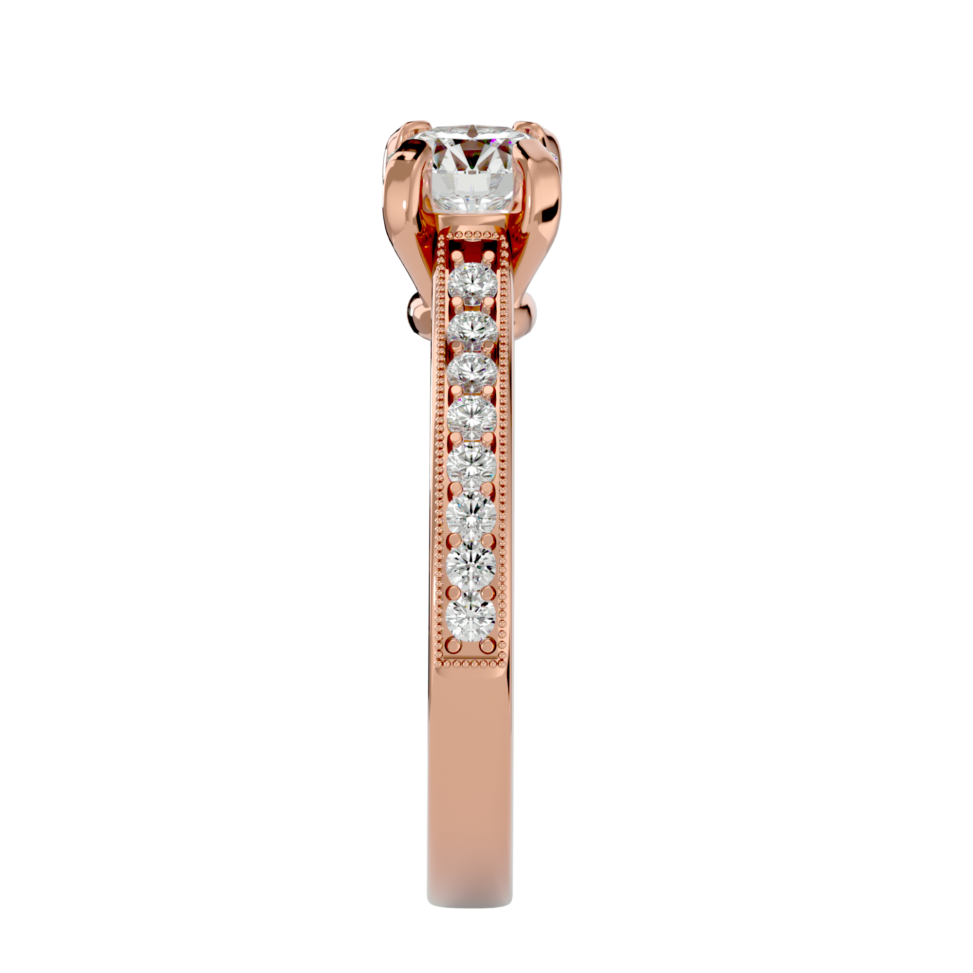 1 1/5 ctw Round Lab Grown Diamond Side Stone Engagement Ring