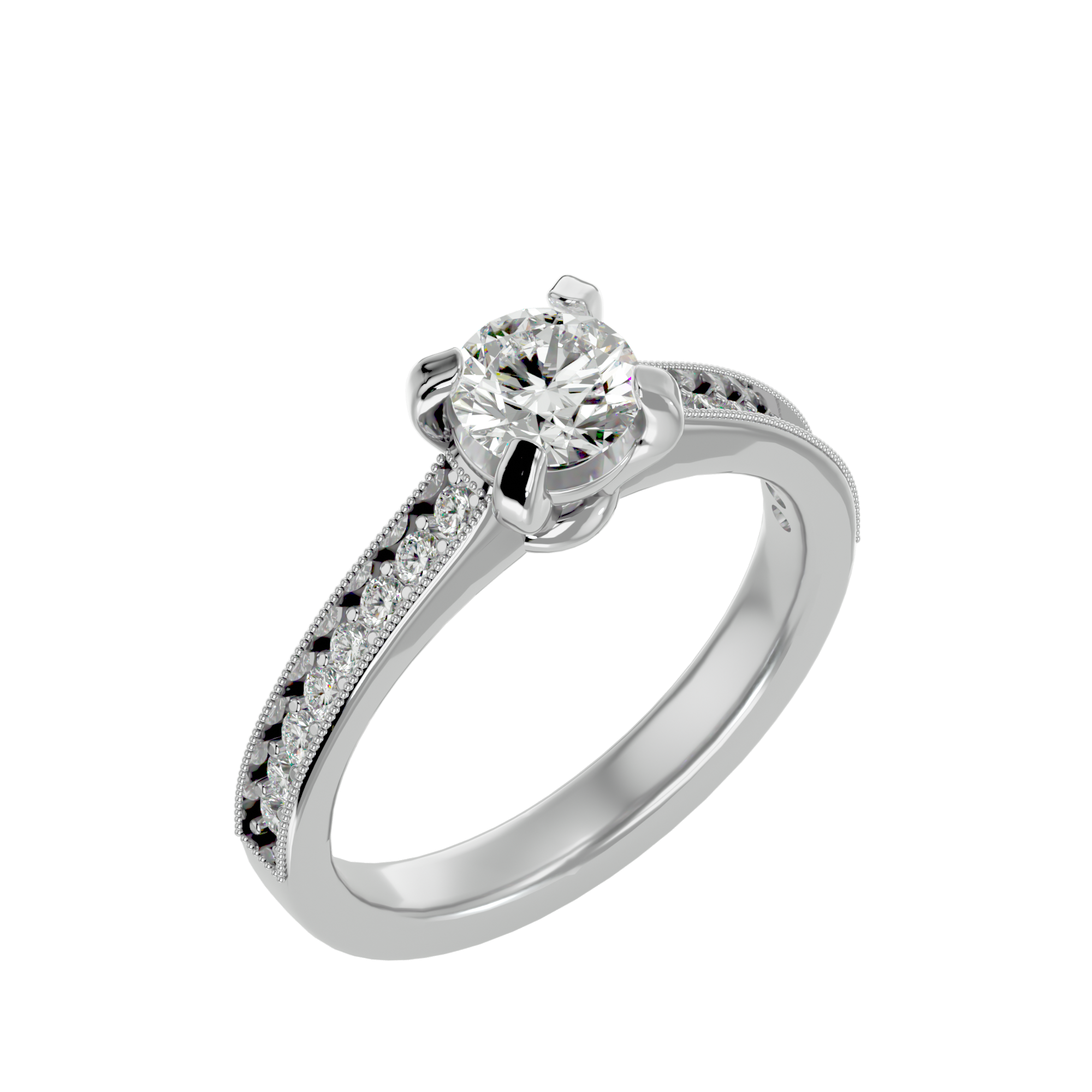 1 1/5 ctw Round Lab Grown Diamond Side Stone Engagement Ring