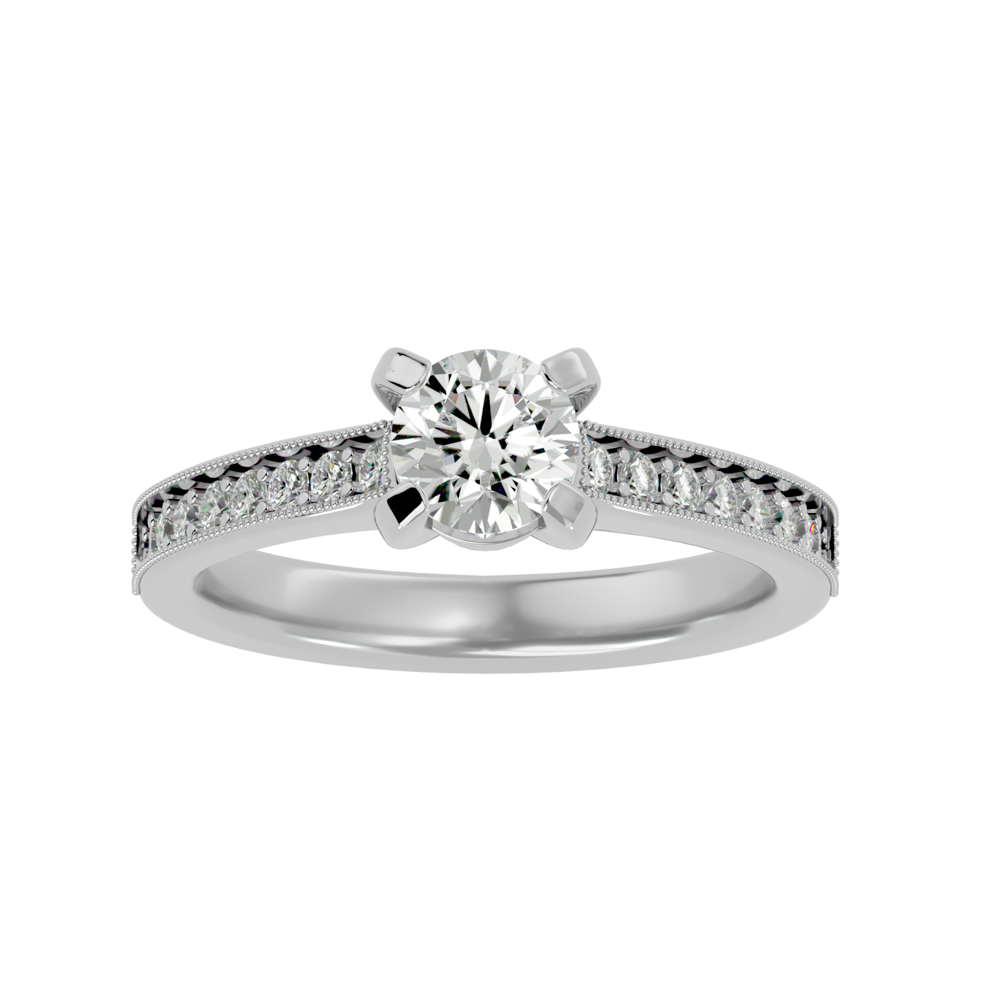 1 1/5 ctw Round Lab Grown Diamond Side Stone Engagement Ring