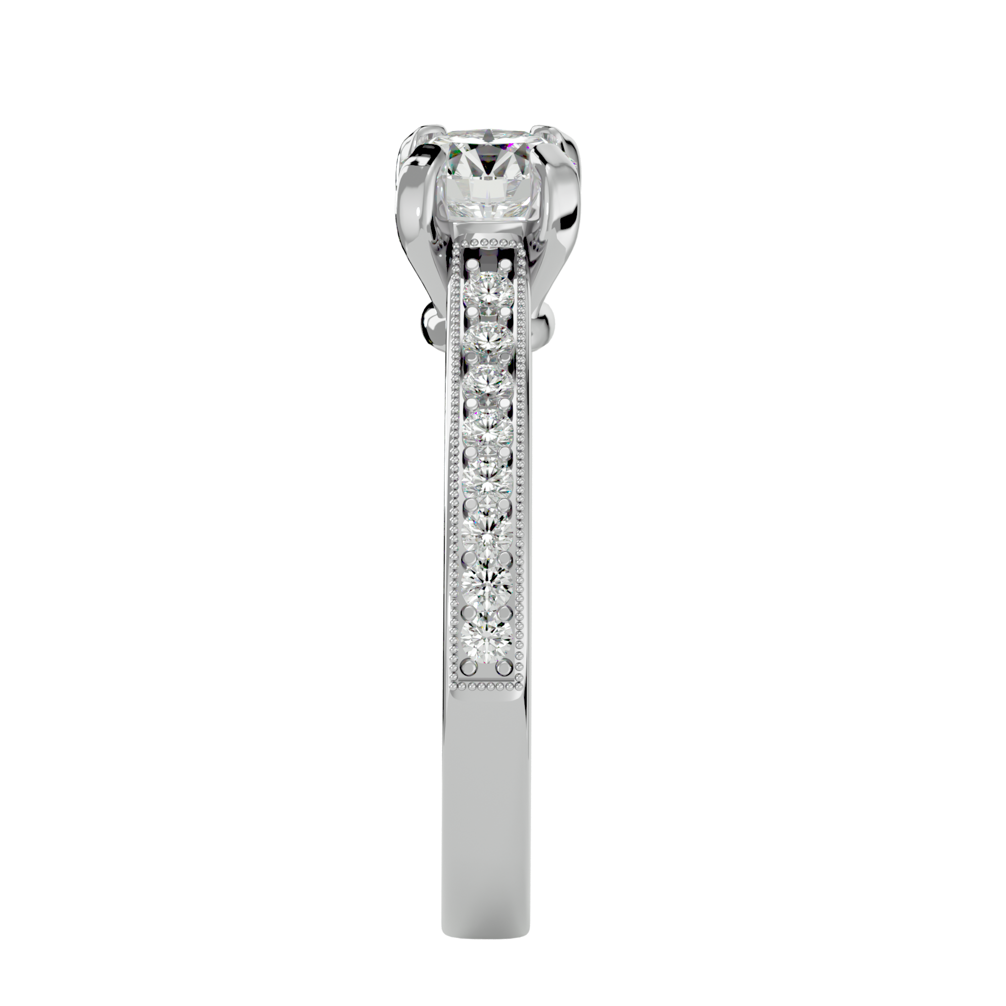 1 1/5 ctw Round Lab Grown Diamond Side Stone Engagement Ring