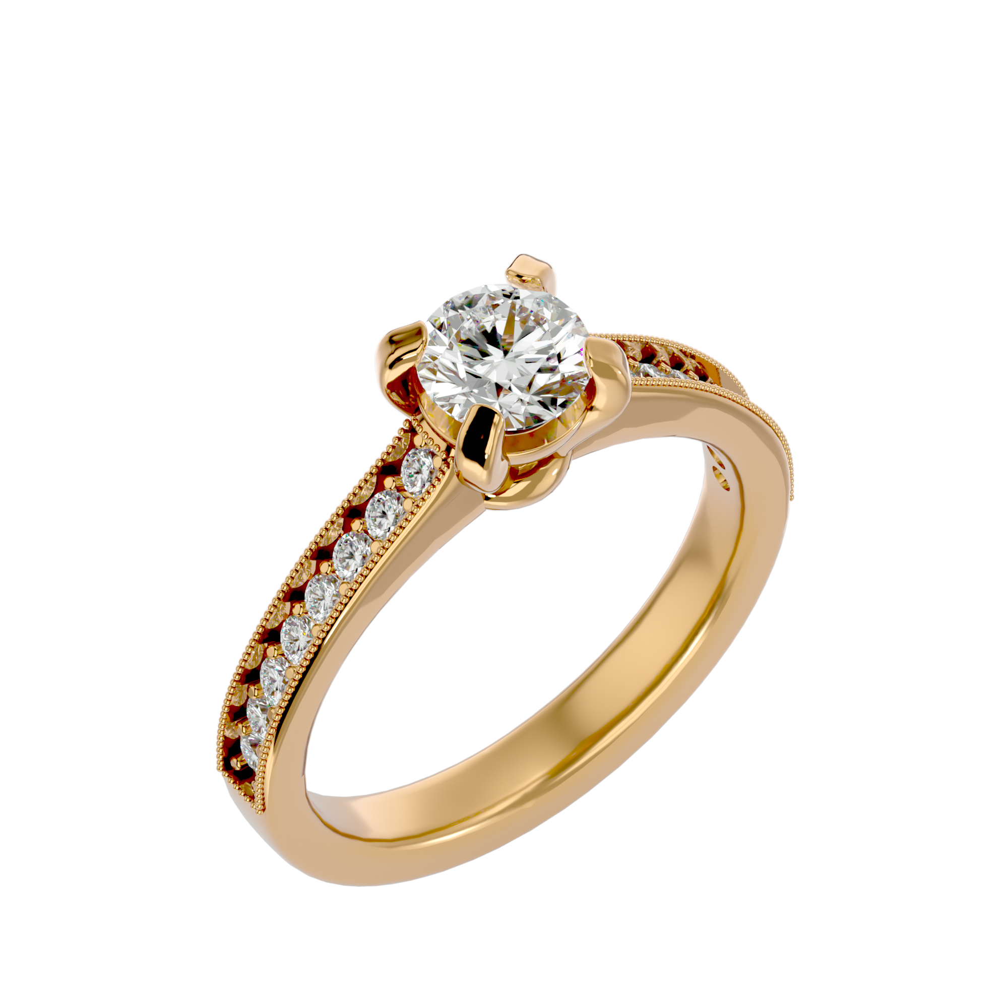 1 1/5 ctw Round Lab Grown Diamond Side Stone Engagement Ring