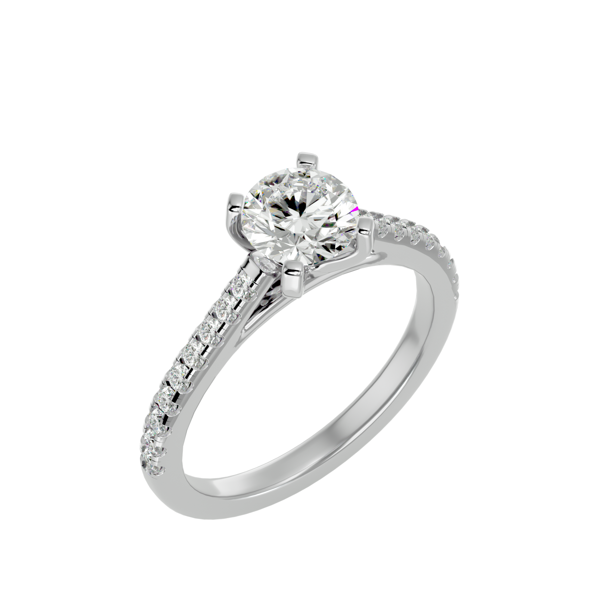 1 1/3 ctw Round Lab Grown Diamond Side Stone Engagement Ring