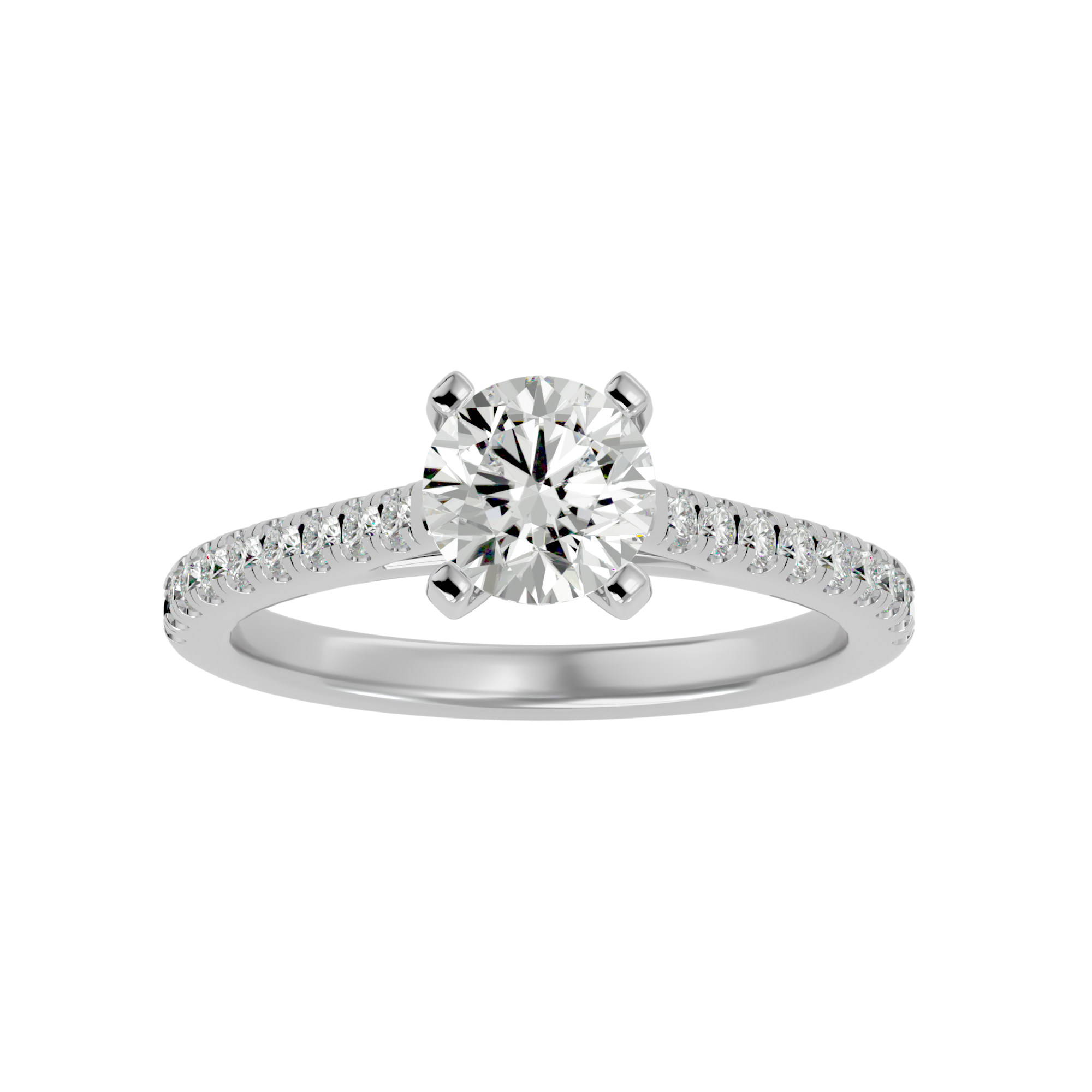 1 1/3 ctw Round Lab Grown Diamond Side Stone Engagement Ring
