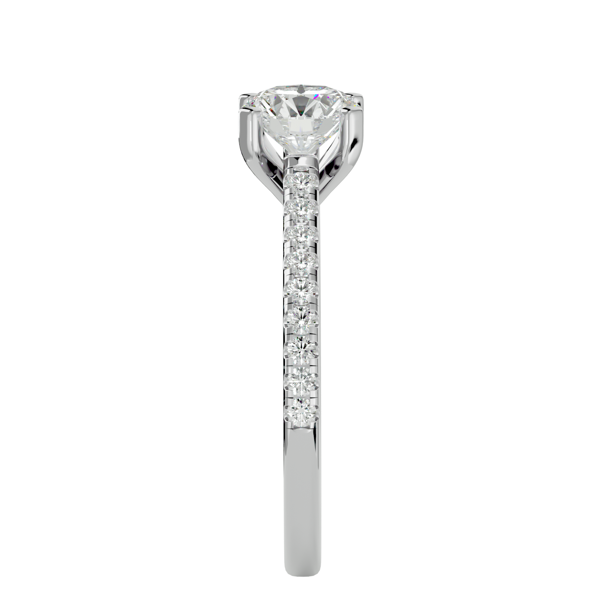 1 1/3 ctw Round Lab Grown Diamond Side Stone Engagement Ring