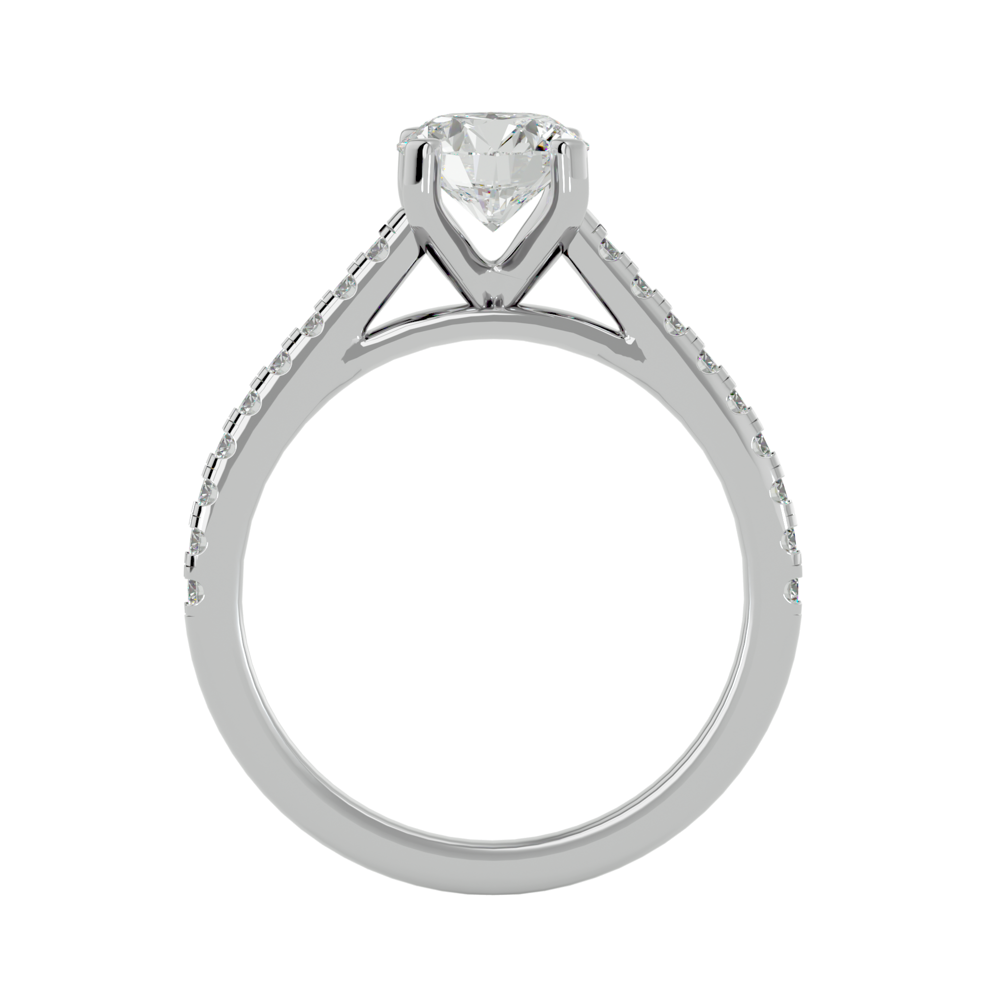 1 1/3 ctw Round Lab Grown Diamond Side Stone Engagement Ring