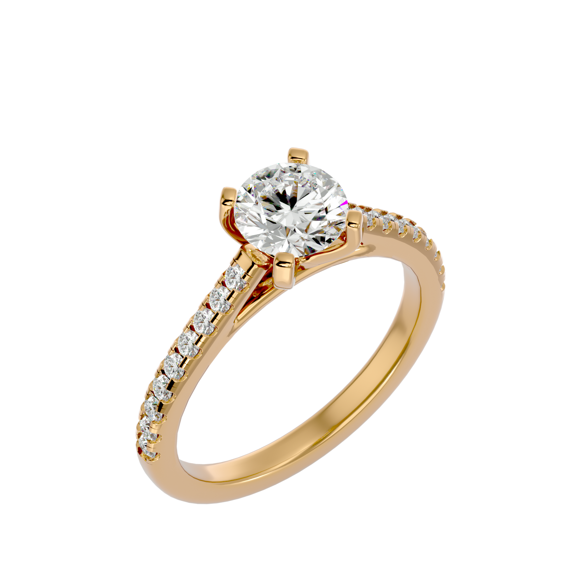 1 1/3 ctw Round Lab Grown Diamond Side Stone Engagement Ring
