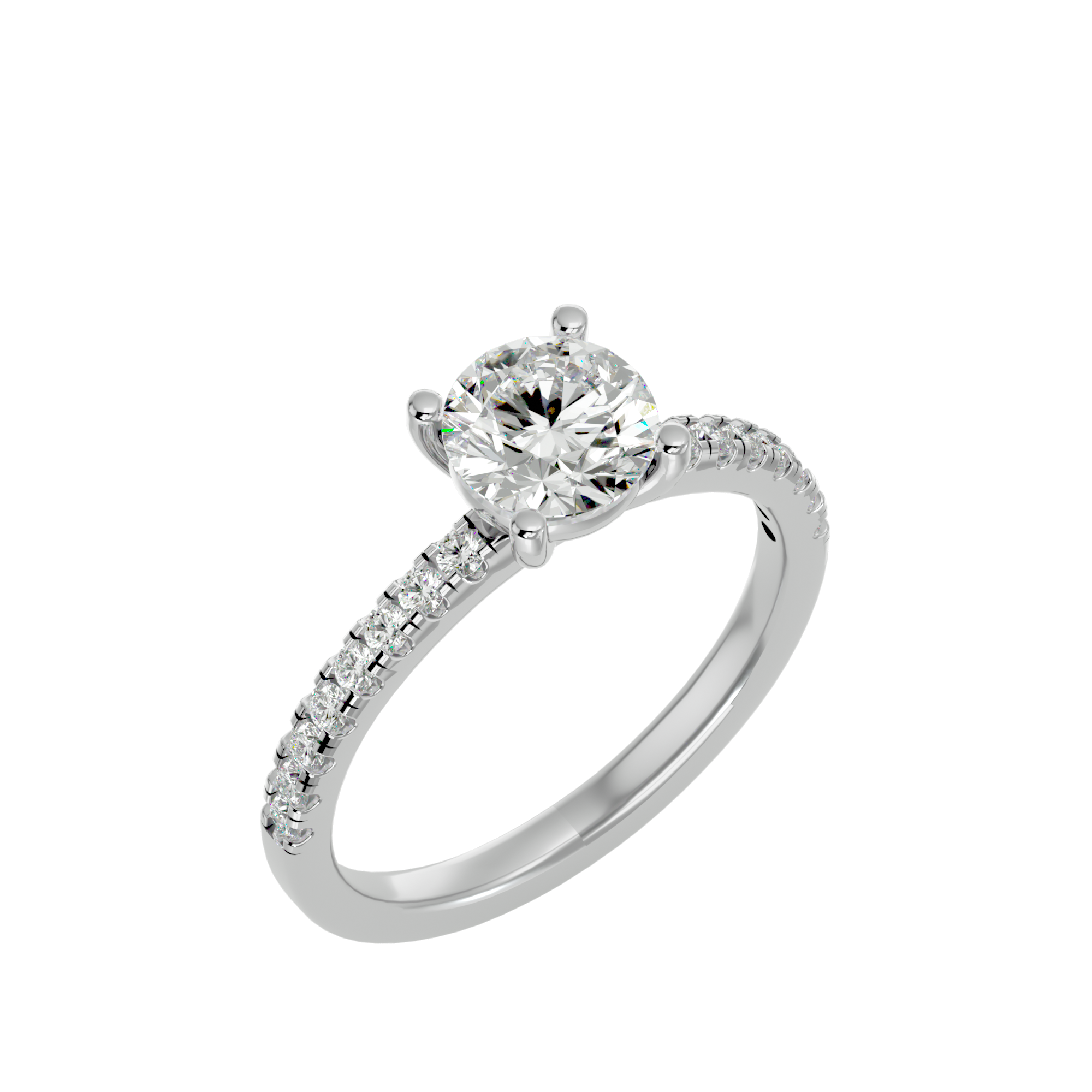 1 1/2 ctw Round Lab Grown Diamond Side Stone Engagement Ring